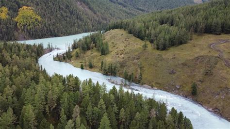 Premium Photo Flowing Forest Mountain River Aerial View Blue Kucherla