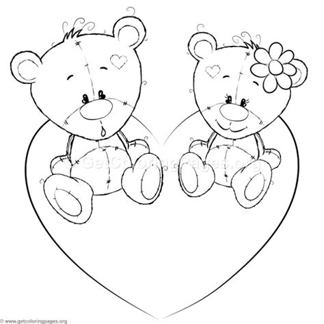 Winnie the pooh and friends coloring pages, winnie. Cartoon Animal Romantic Couple in Love Bears Coloring ...