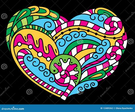 Psychedelic Heart Stock Vector Image Of Painting Curve 12489262