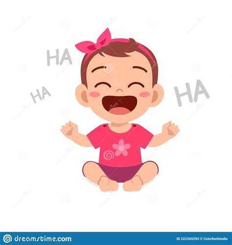 Cute Little Baby Girl Show Happy Expression And Laugh Stock Vector