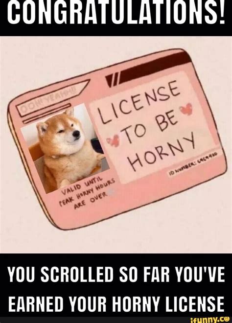 Congratulations You Scrolled So Far You Ve Earned Your Horny License