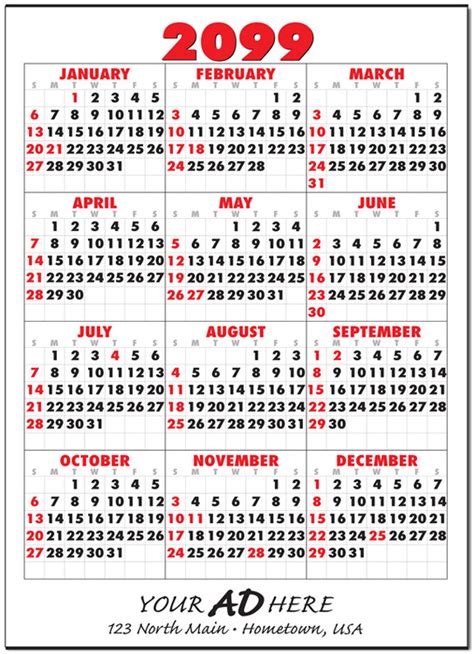 Big Numbers Year View Calendar A39bn American Calendar