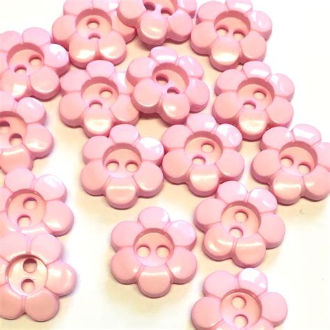 17mm Pink Flower Buttons Pack Of 10 The Button Shed