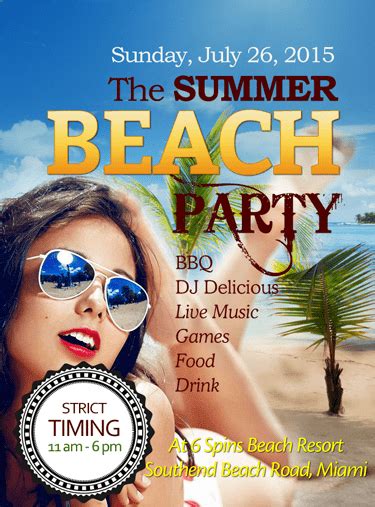 Ms Word Summer Beach Party Flyer Office Templates Online