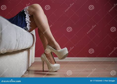 Beautiful Female Legs In High Heel Shoe Close Up Foot Fetish Concept