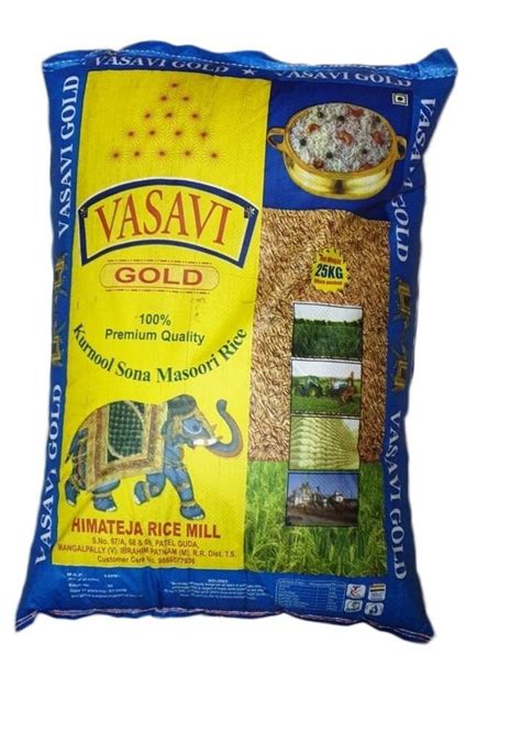 Vasavi Gold Kurnool Sona Masoori Rice Packaging Type Pp Bag