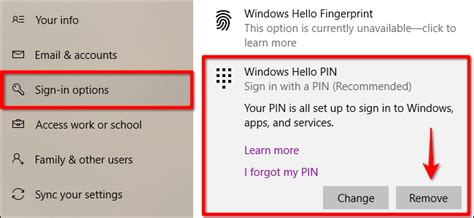 How To Remove Your Pin And Other Sign In Options From Windows 10