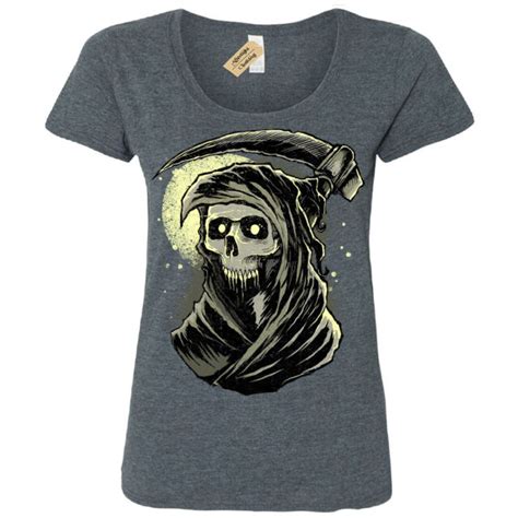Grim Reaper T Shirt Skull Death Skeleton Scythe Womens Ladies Scoop Ebay