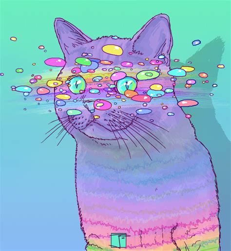 Phazed Psychedelic Art Cat Art Illustration Art