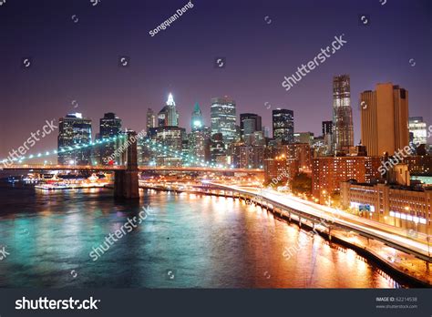 New York City Manhattan Skyline Brooklyn Stock Photo