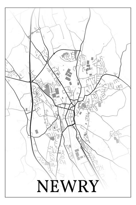 Newry Northern Ireland Bw Fade City Map Print Digital Art By Dandi