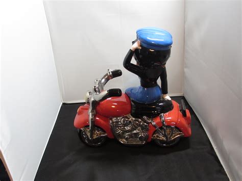 Betty Boop Biker On Motorcycle Cookie Jar Clay Art 2000