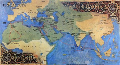 The Journeys Of Ibn Battuta Map Ibn Battuta I Think Map