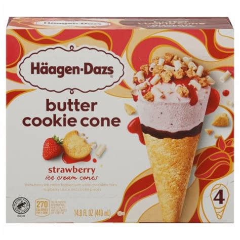 Haagen Dazs Butter Cookie Cone Strawberry Ice Cream Cones Ct Kroger