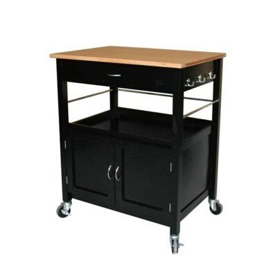 Keep your wraps, knives, breads handy to cut and slice. eHemco Kitchen Island Cart with Natural Butcher Block ...