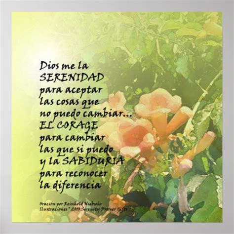 Serenity Prayer Trumpet Flower In Spanish Print Zazzle