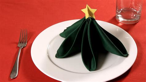 How To Fold A Napkin Into A Christmas Tree Napkin Folding Youtube