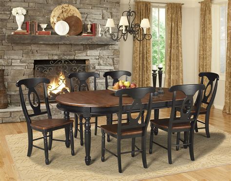 British Isles 76 Oak Black Extendable Oval Dining Table 1stopbedrooms