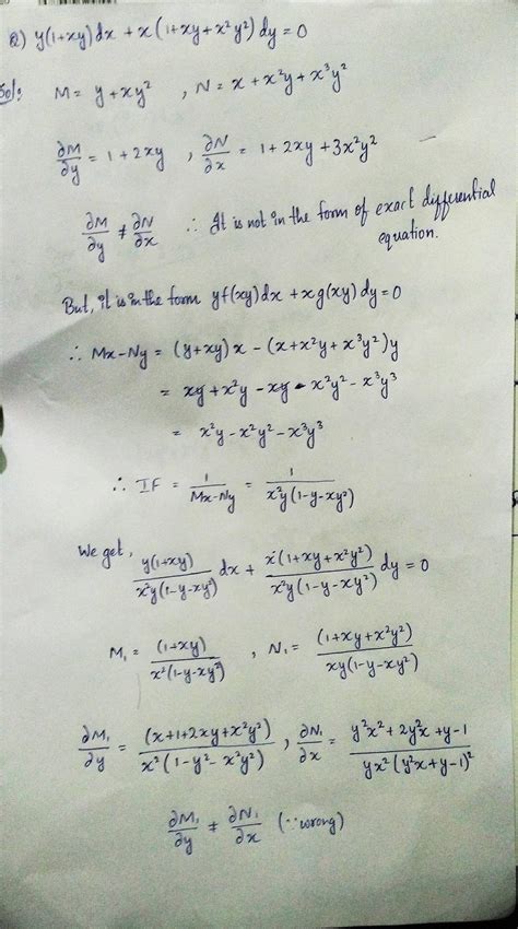 [solved] solve y 1 xy dx x 1 xy x 2y 2 dy 0 9to5science