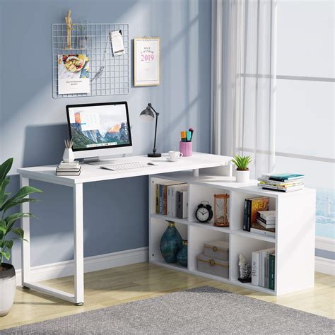 Buy Tribesigns L Shaped Computer Desk With Storage Inch Rotating