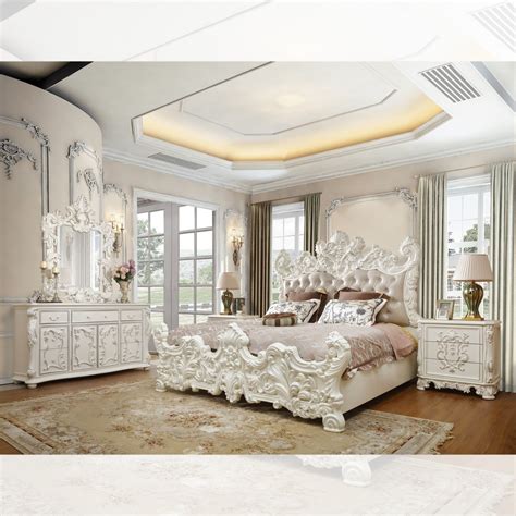 Hd 8008 Ivory With Silver Accents Homey Design Bedroom Set Victorian