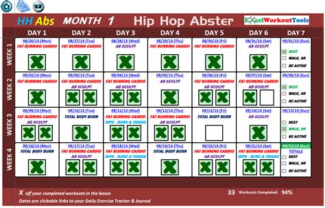 Hip Hop Abs Workout Calendar Kemopla