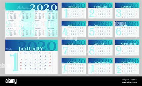 Nuevo Calendario De Mesa 2020 En Azul Blanco Y Menta Calendario