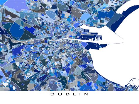 Dublin Print and Dublin Map Poster for Blue Geometric Dublin Ireland City Street Maps and Dublin ...