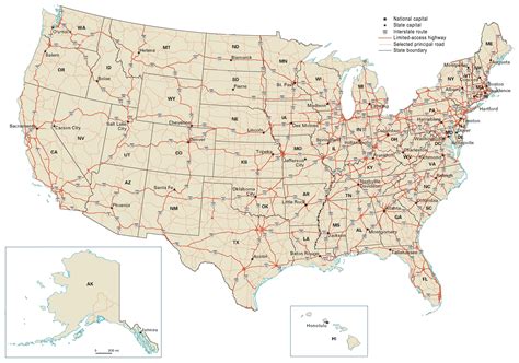 Map Of The United States With Roads Retha Charmane