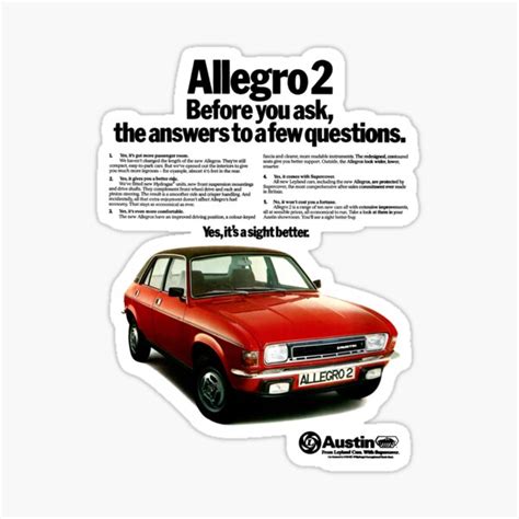 Austin Allegro Advert Sticker By Throwbackm3 Redbubble