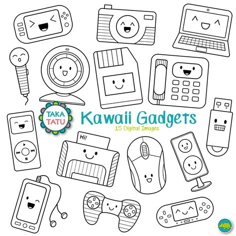 Kawaii Gadgets Digital Stamp Gadget Clip Art Electronic Etsy