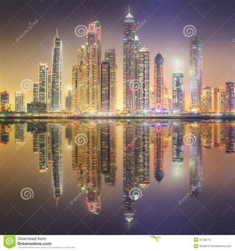 The Beauty Panorama Of Dubai Marina Uae Stock Image Image Of Modern