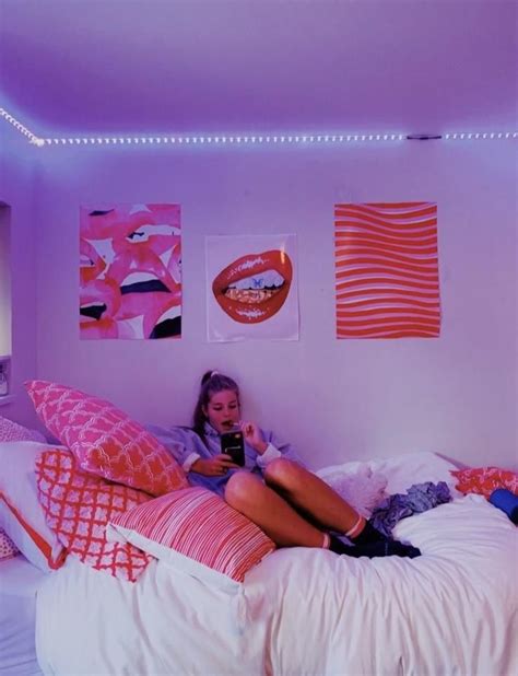 Edge Led Blue Lights Pink Dorm Rooms Preppy Room Dorm Room Designs