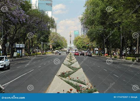 Paseo De La Reforma Avenue Do México Cidade Fotografia Editorial