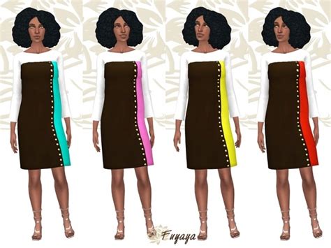 Coloreze Dress By Fuyaya Sims 4 Female Clothes