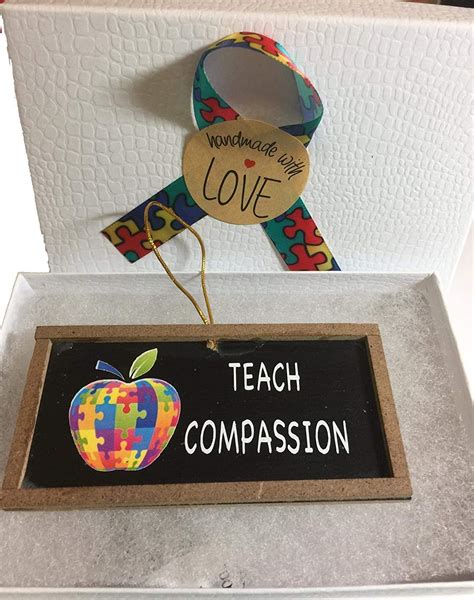 Teach Compassion Autism Teacher T Ornament With Puzzle