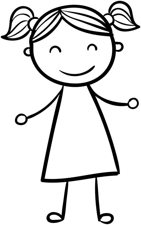 Happy Girl Children Coloring Page - Coloring Sheets