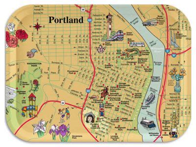 A Yellow Tray With A Map Of Portland On It