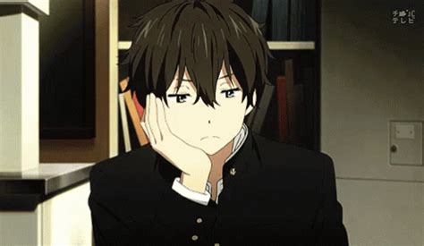 Hyouka Oreki Bored Eating Food 