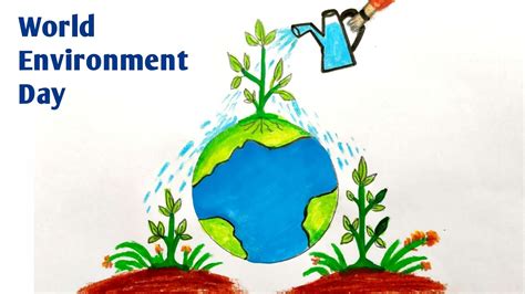 World environmental day is celebrated on the june 5 of the every year.we all give importance on the statement on environment.however batting for enviroment conservation is not one day affair.it should be inculcated and pratised everyday. World environment day poster drawing / How to draw world ...