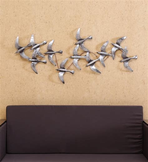 Buy Multicolor Metal Bunch Of Flying Birds Wall Art By Vedas Online
