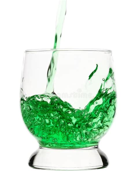 Green Drink Is Being Poured Into Glass Stock Image Image Of Aperitif