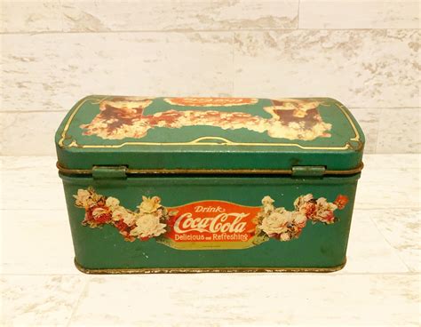 Vintage Coca Cola Hinged Tin Canister Collectible Coca Cola Etsy