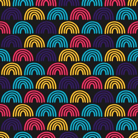 Premium Vector Seamless Pattern With Colorful Rainbows