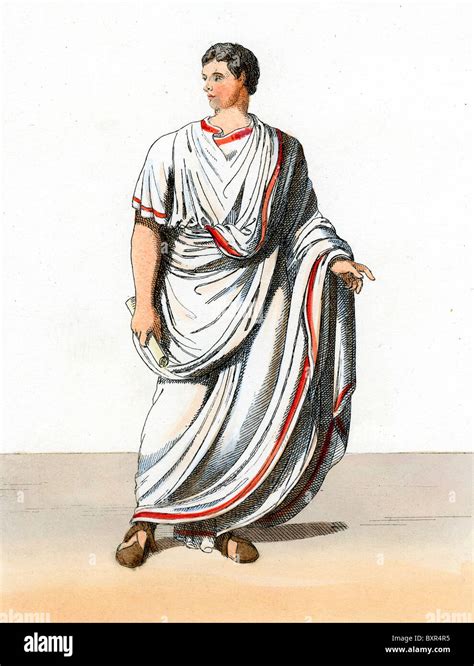 Cónsul Romano Vestido En Toga Grabado En C19th En La Antigua Roma