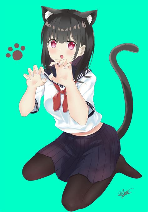 Safebooru 7 Calpis 7 Animal Ear Fluff Animal Ears Bangs Black Hair