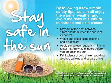 Stay Safe In The Sun Poster Uk Sun Safety Display Posters Safety Riset