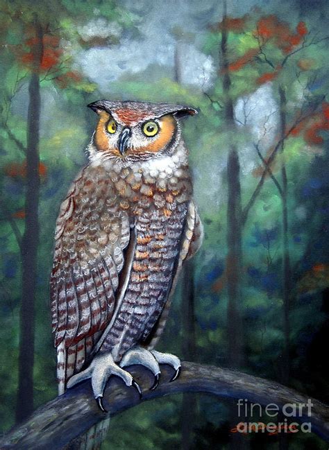 Great Horned Owl Pastel By Lora Duguay Pixels