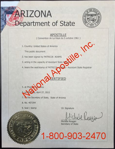 Date name title organization address city, state, zip code dear mr./ms. Arizona Apostille Example