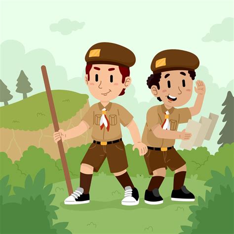 Two Pramuka Boys Exploring The Forest 3111922 Vector Art At Vecteezy